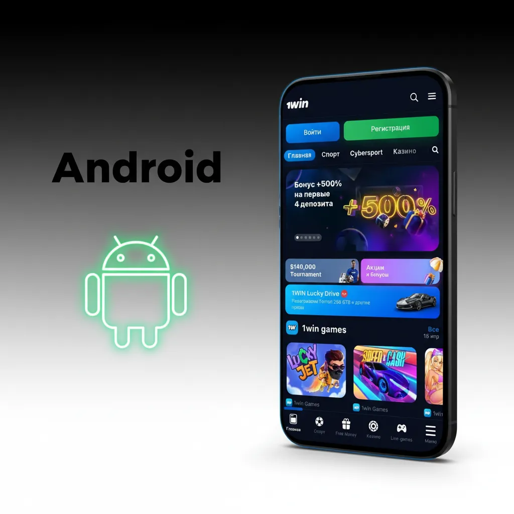 Tela promocional do app Android com download de APK, Android 7.0+, apostas e cassino em português.