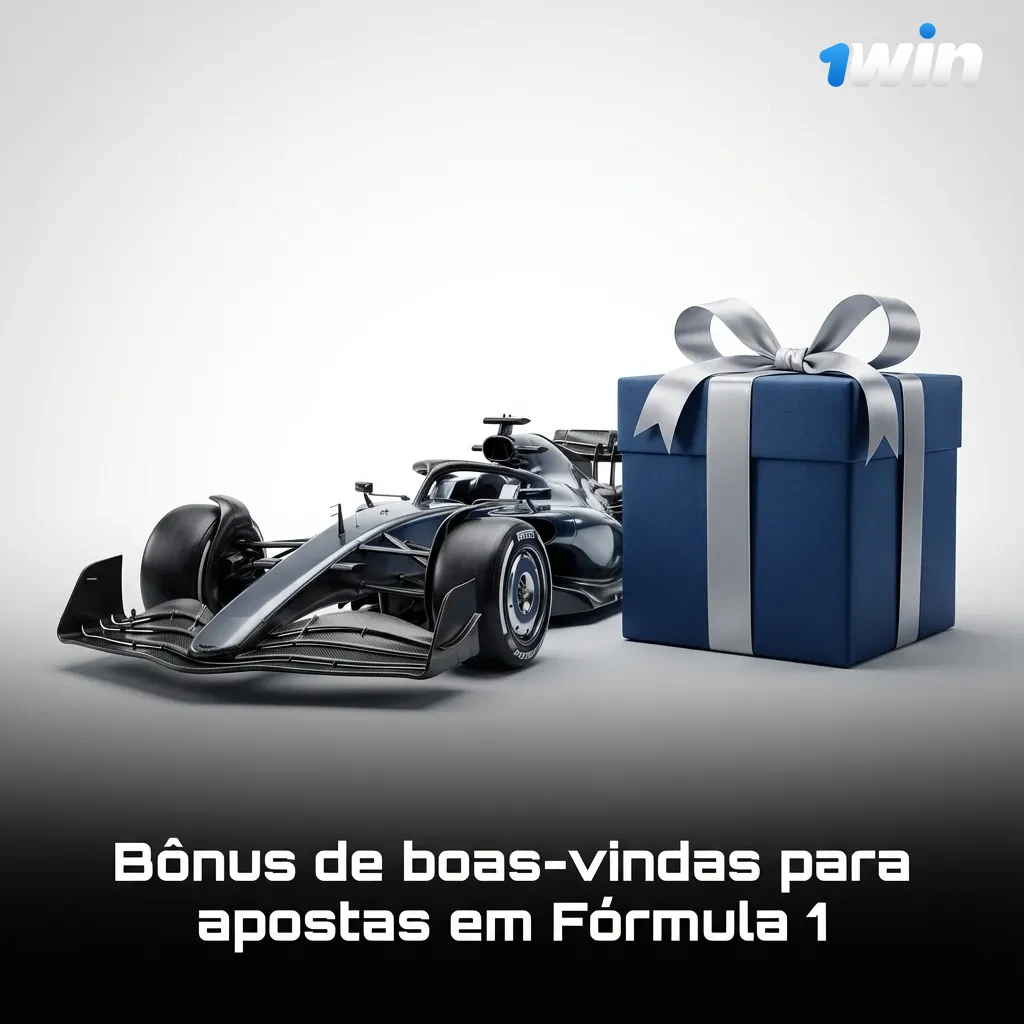 Banner da 1win anunciando bônus de boas-vindas para apostas esportivas, destacando ofertas em Fórmula 1