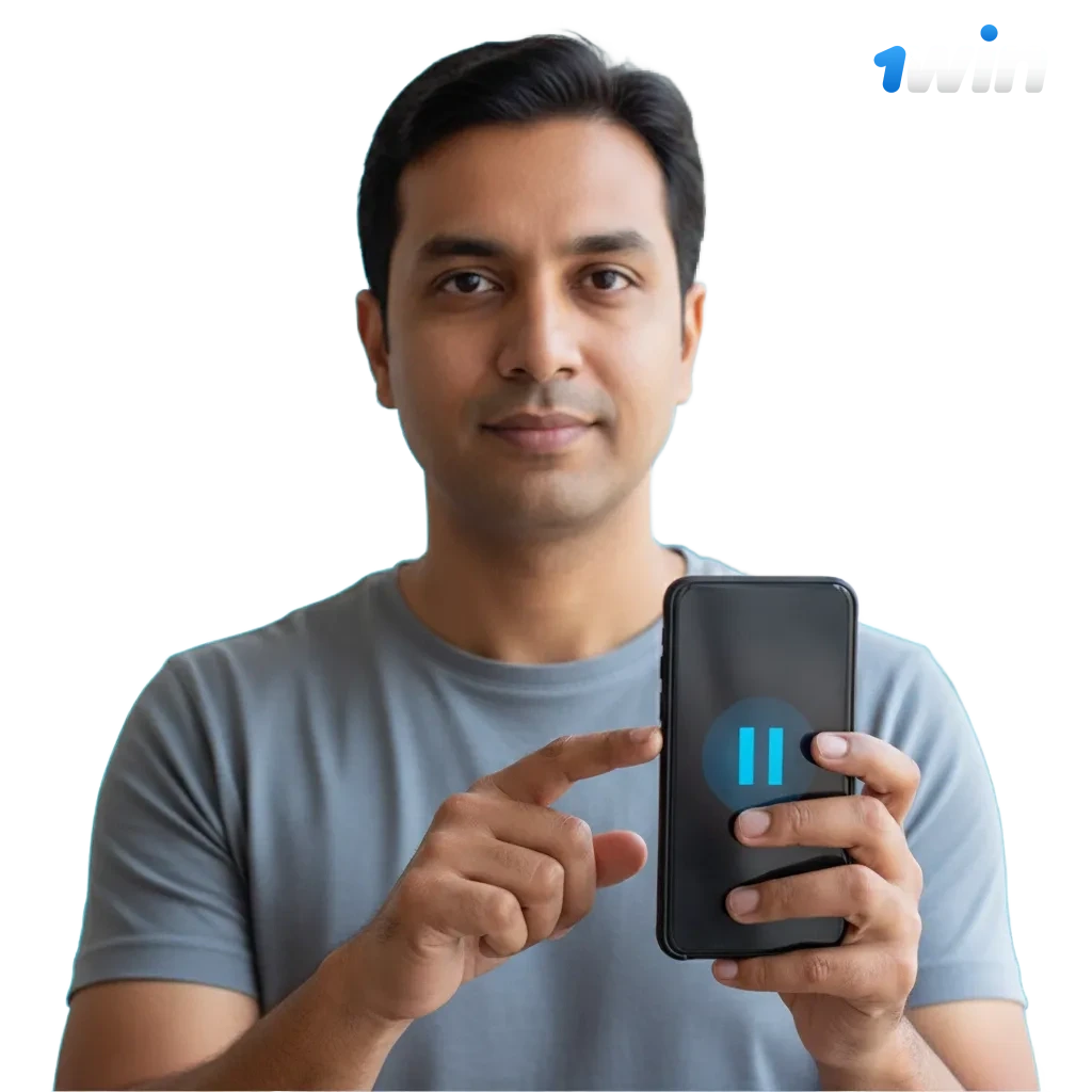 Banner da 1win sobre jogo responsável: limites, lembretes, pausas, autoexclusão, suporte e 18+.