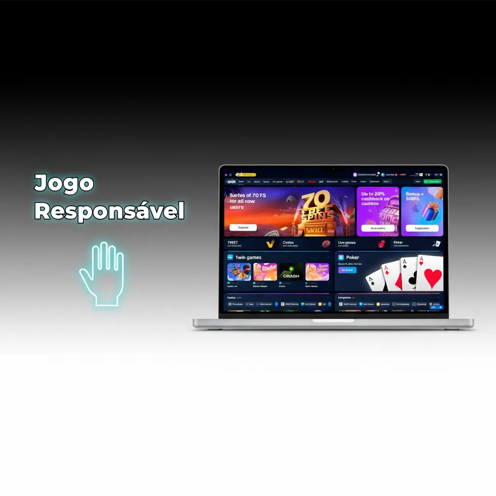 Ilustração de Jogo Responsável: 18+, limites de depósito e sessão, pausas, autoexclusão e controle financeiro.