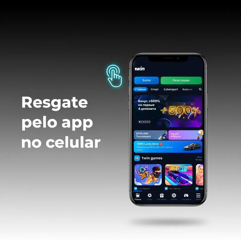 Tela de smartphone com o app 1win guiando cadastro, depósito mínimo de R$20 e ativação do bônus de boas‑vindas.