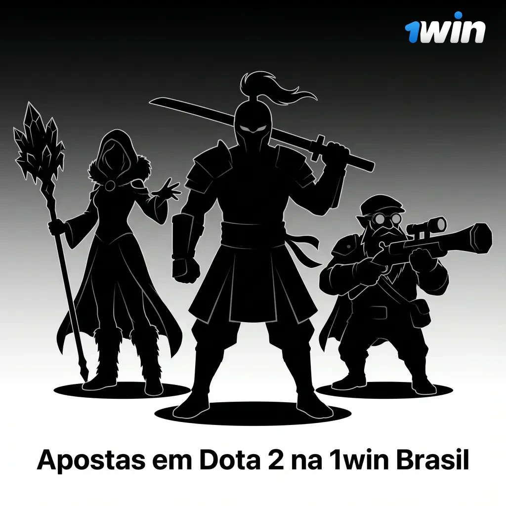 Banner de apostas em Dota 2 na 1win Brasil, mostrando heróis em batalha e odds ao vivo de torneios profissionais