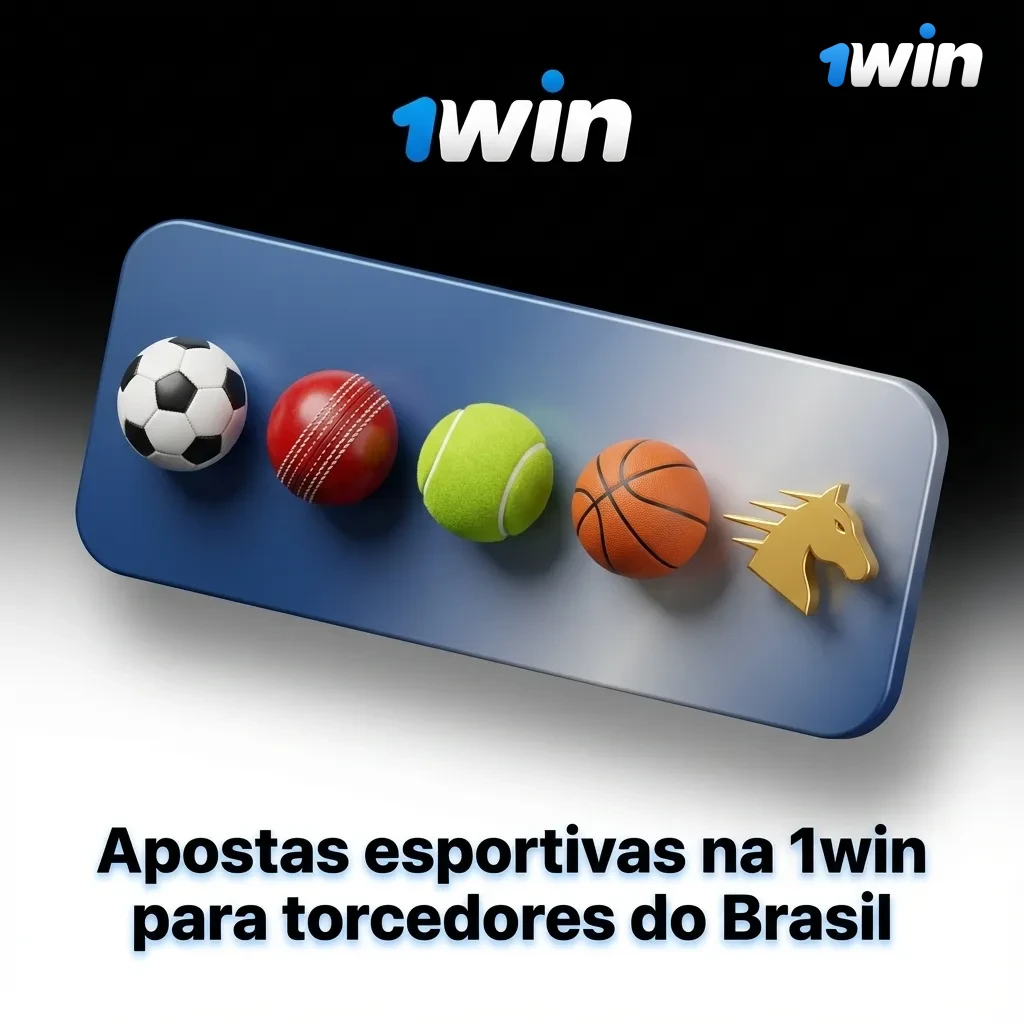 Banner da 1win com torcedores brasileiros e ícones de esportes variados para apostas ao vivo e pré-jogo