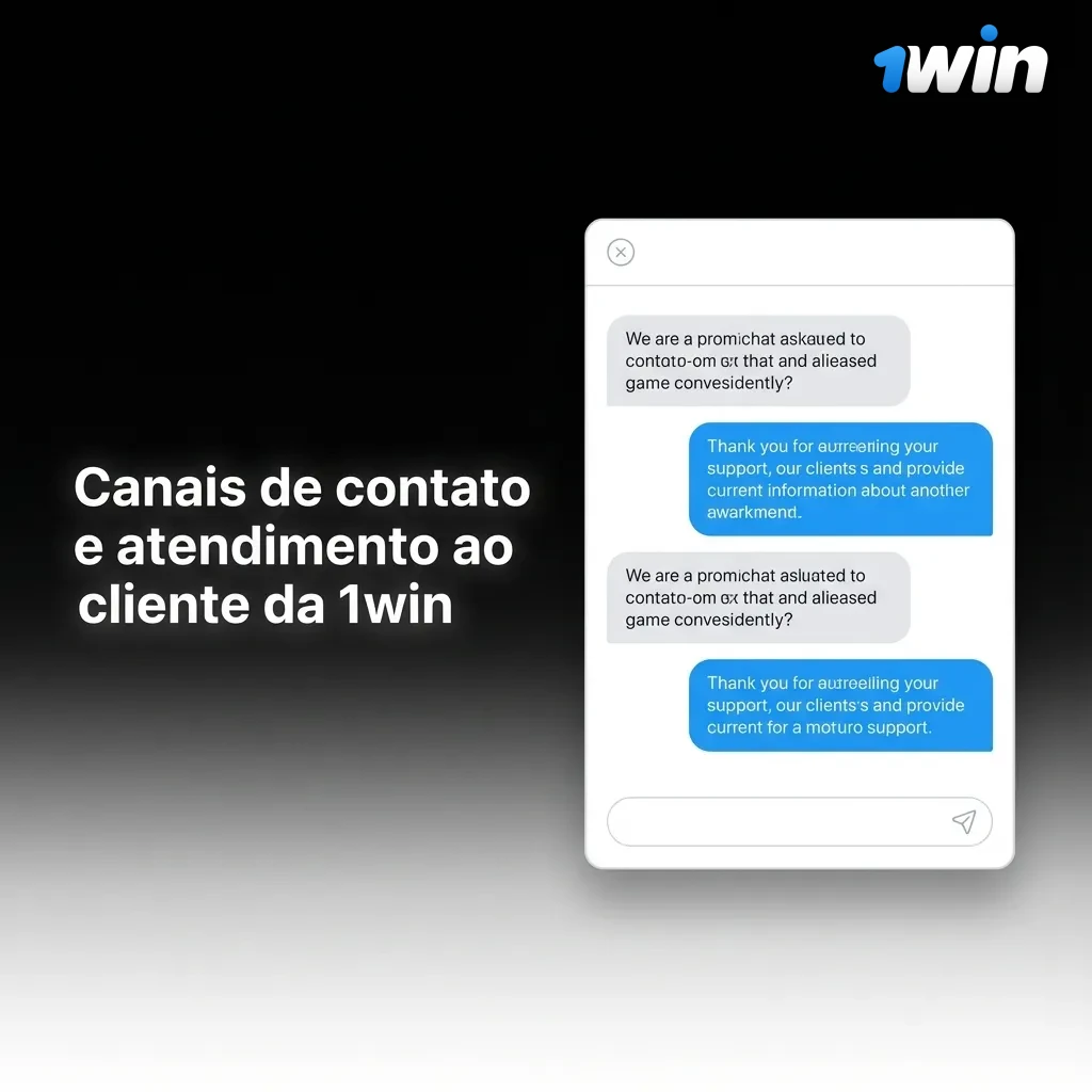 Banner em português mostrando canais de atendimento 1win: chat ao vivo, e-mail, formulário, FAQ e redes sociais 24h