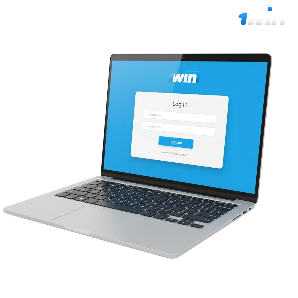 Tela de login 1win no Brasil com campos de e-mail/telefone e senha, opção 2FA e acesso a apostas esportivas e cassino