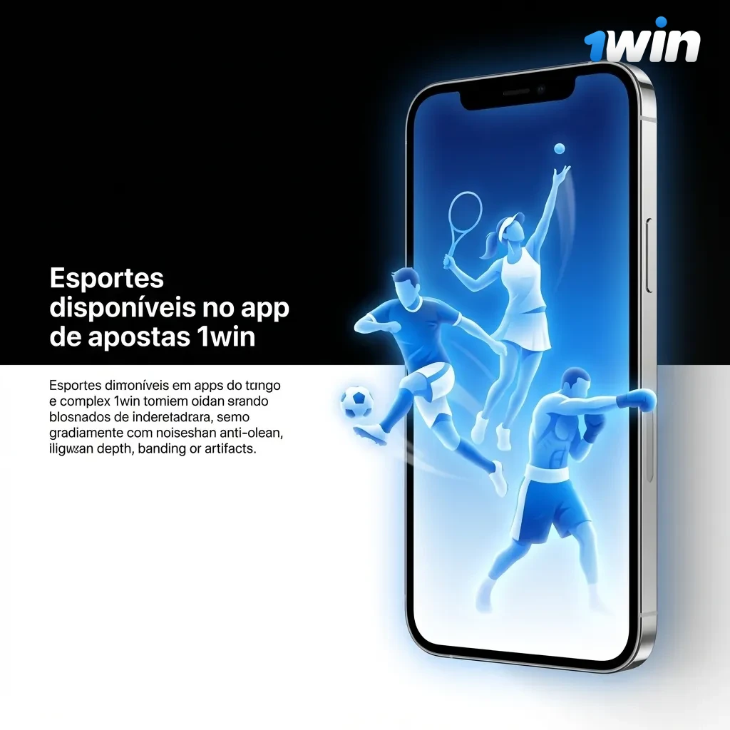 Tela do app 1win exibindo ícones de vários esportes e eSports para apostas ao vivo e pré-jogo