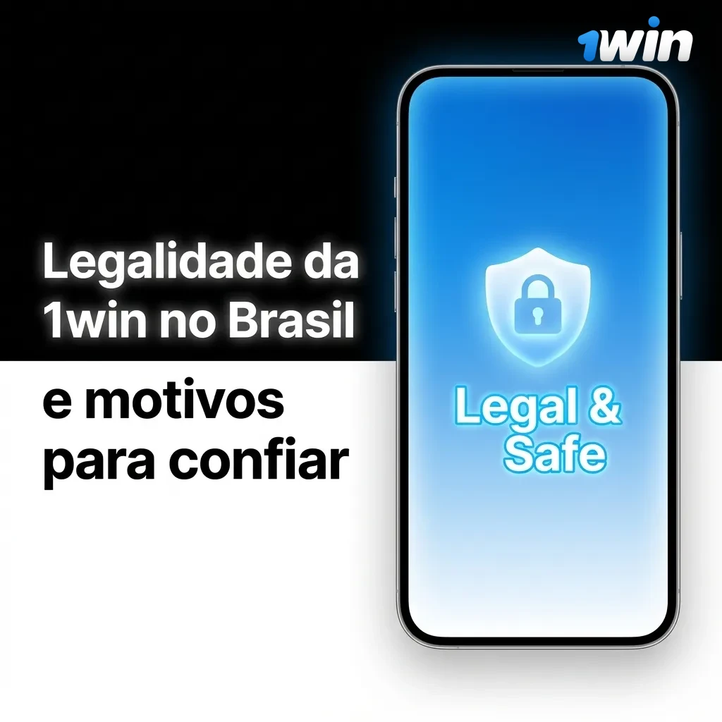Ilustração da 1win no Brasil com selo de licença internacional, ícones de segurança, privacidade e jogo responsável