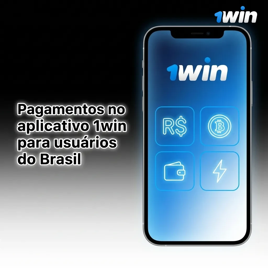 Tela do app 1win mostrando opções de pagamento em reais: Pix, boleto, cartões, Skrill, Neteller e EcoPayz para brasileiros