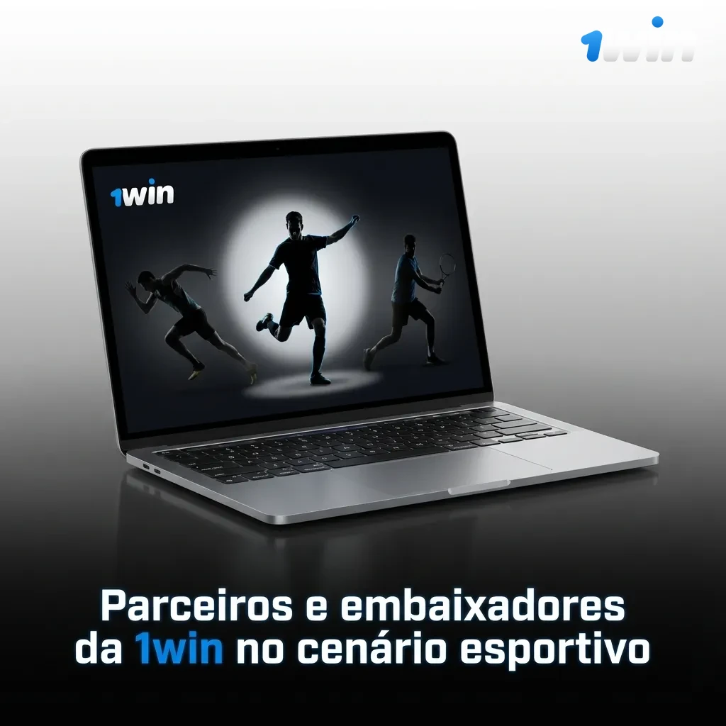 Montagem com jogadores de futebol, streamers e pro players de eSports exibindo parcerias e patrocínios da 1win