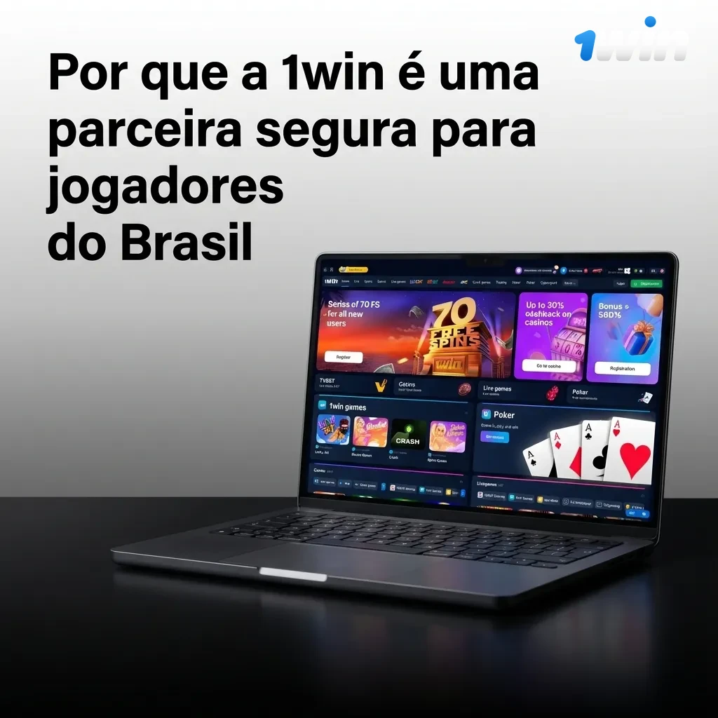 Banner da 1win em português destacando segurança, apostas esportivas, cassino online e app para jogadores do Brasil