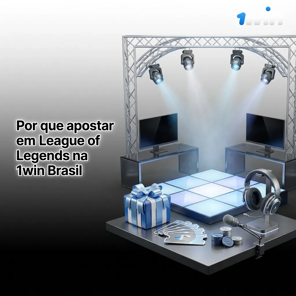 Banner da 1win Brasil destacando apostas em League of Legends, bônus em BRL, odds competitivas e app móvel