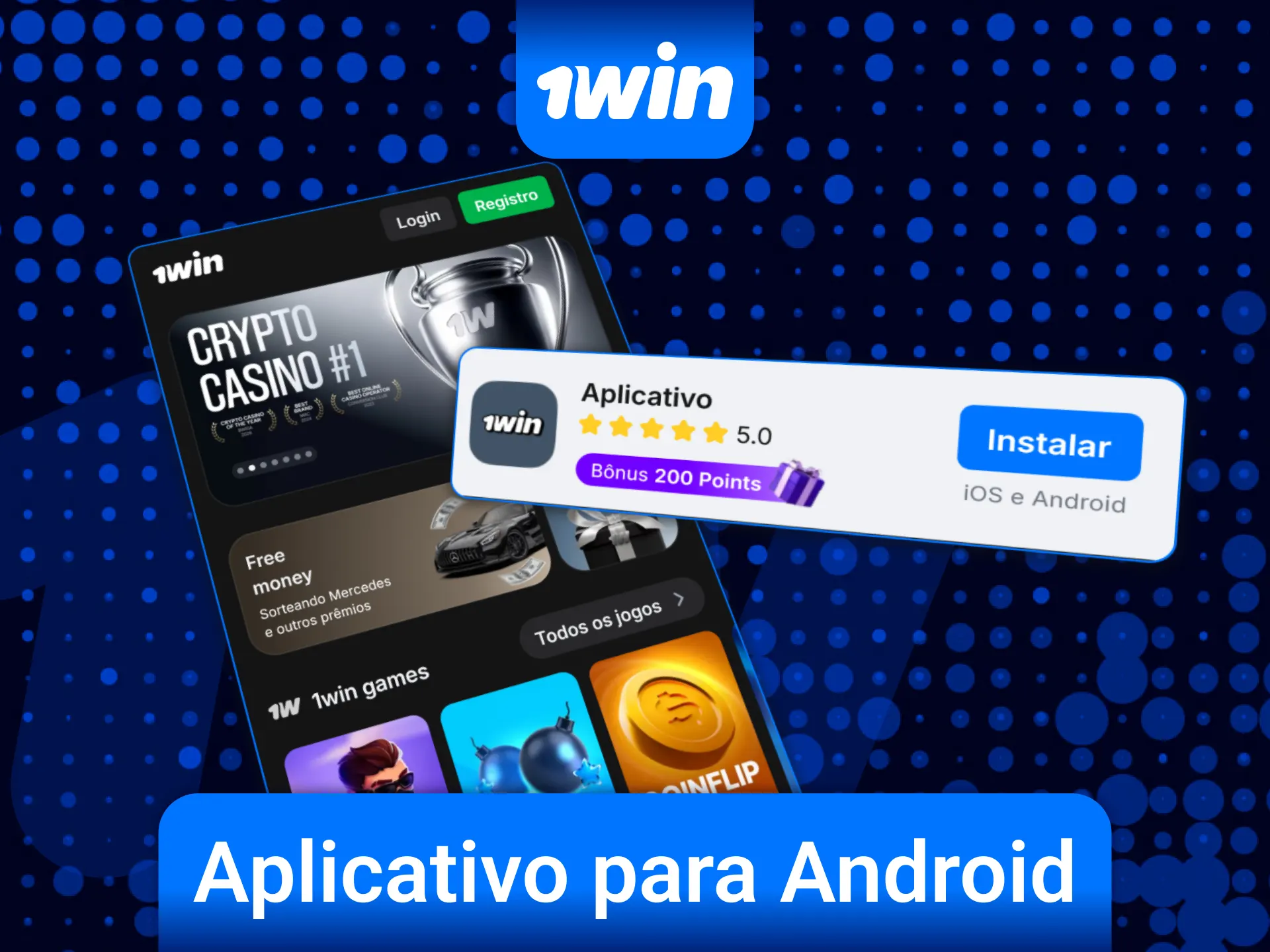 Instale o aplicativo móvel 1win em seu celular Android para começar a apostar.
