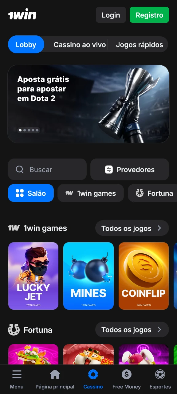 Jogue os melhores jogos de cassino online na interface da 1win.