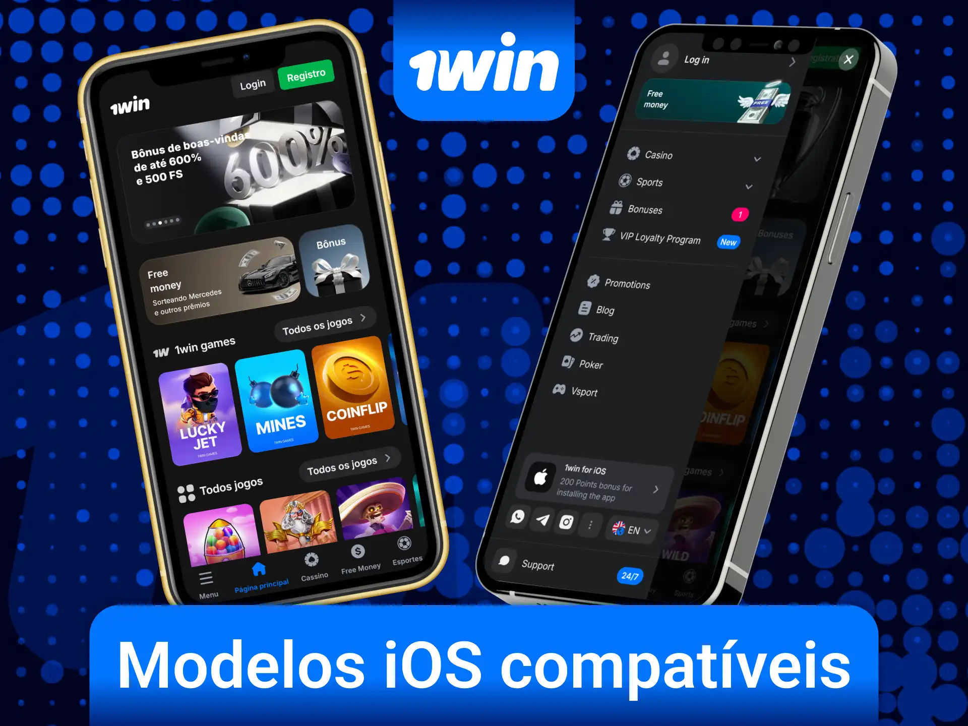 Confira os modelos iOS compatíveis e instale o app 1win no seu dispositivo.