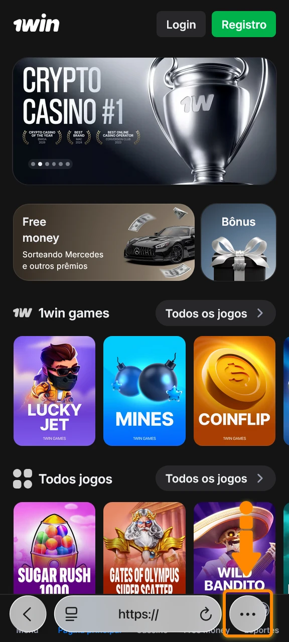 Acesse a plataforma móvel 1win utilizando o navegador Safari no seu iPhone.