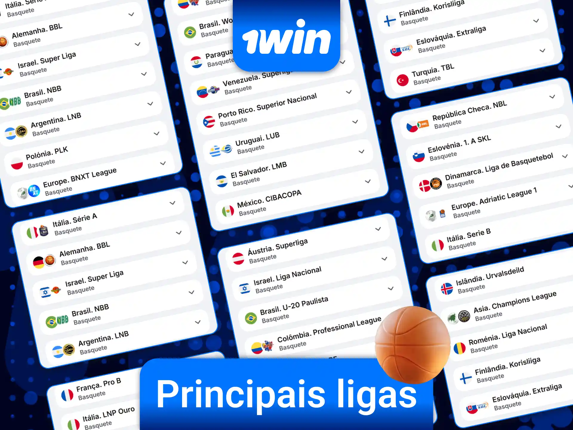 Escolha as ligas mais importantes e realize ótimas apostas em basquete na 1win.