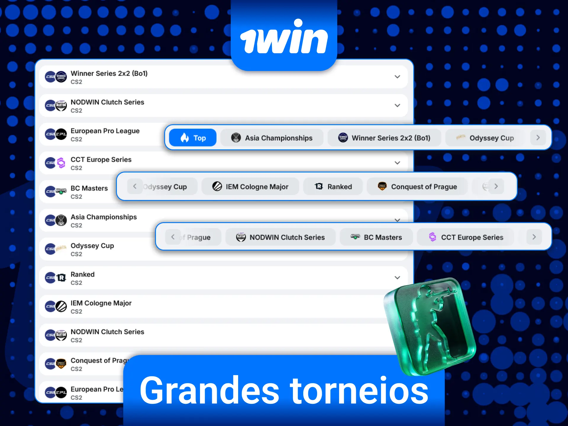 Aproveite os principais torneios mundiais de CS2 para dar os seus palpites na 1win.