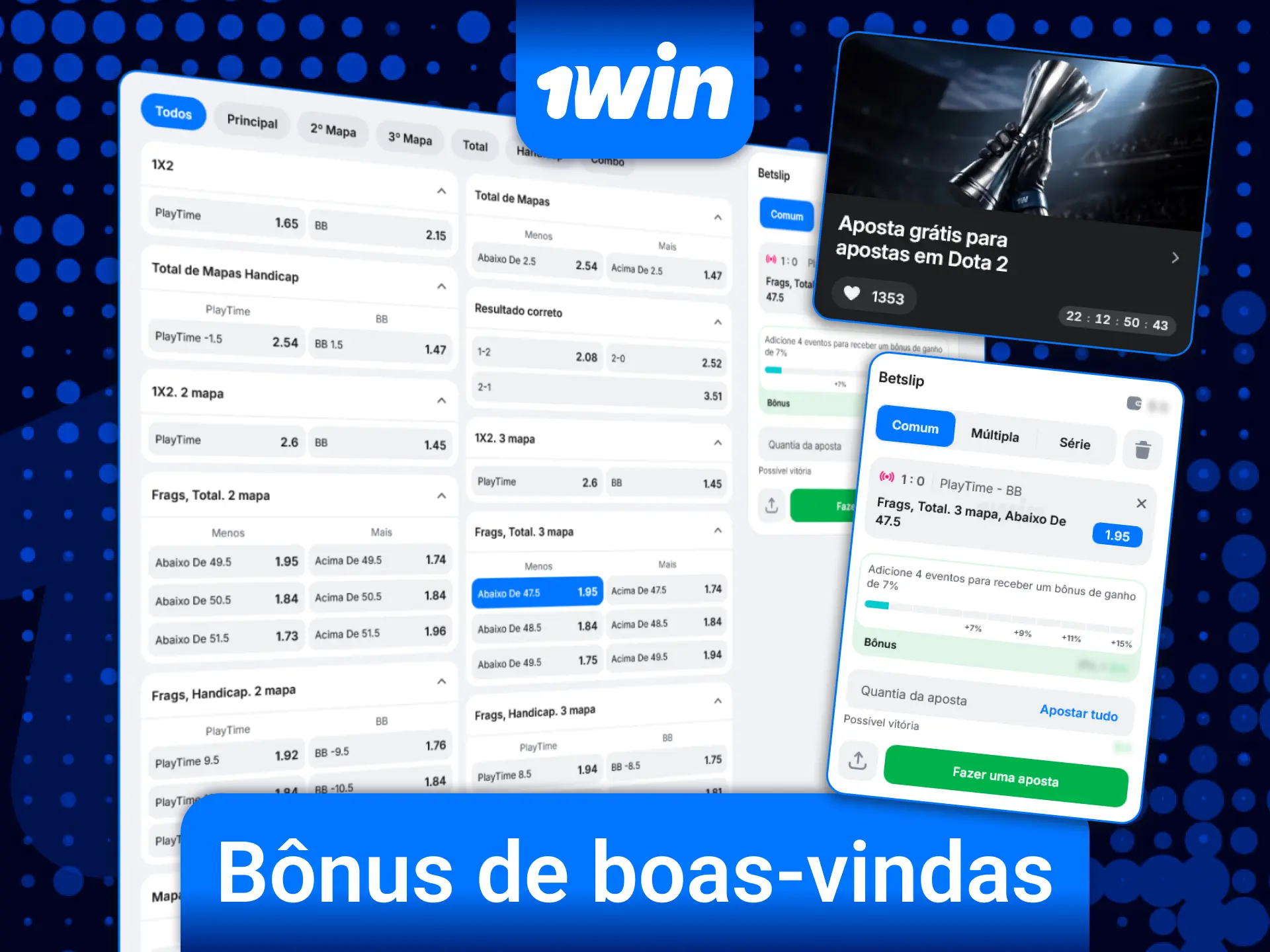 Aproveite o bônus de boas-vindas em porcentagem para aumentar seus lucros em Dota 2 na 1win.