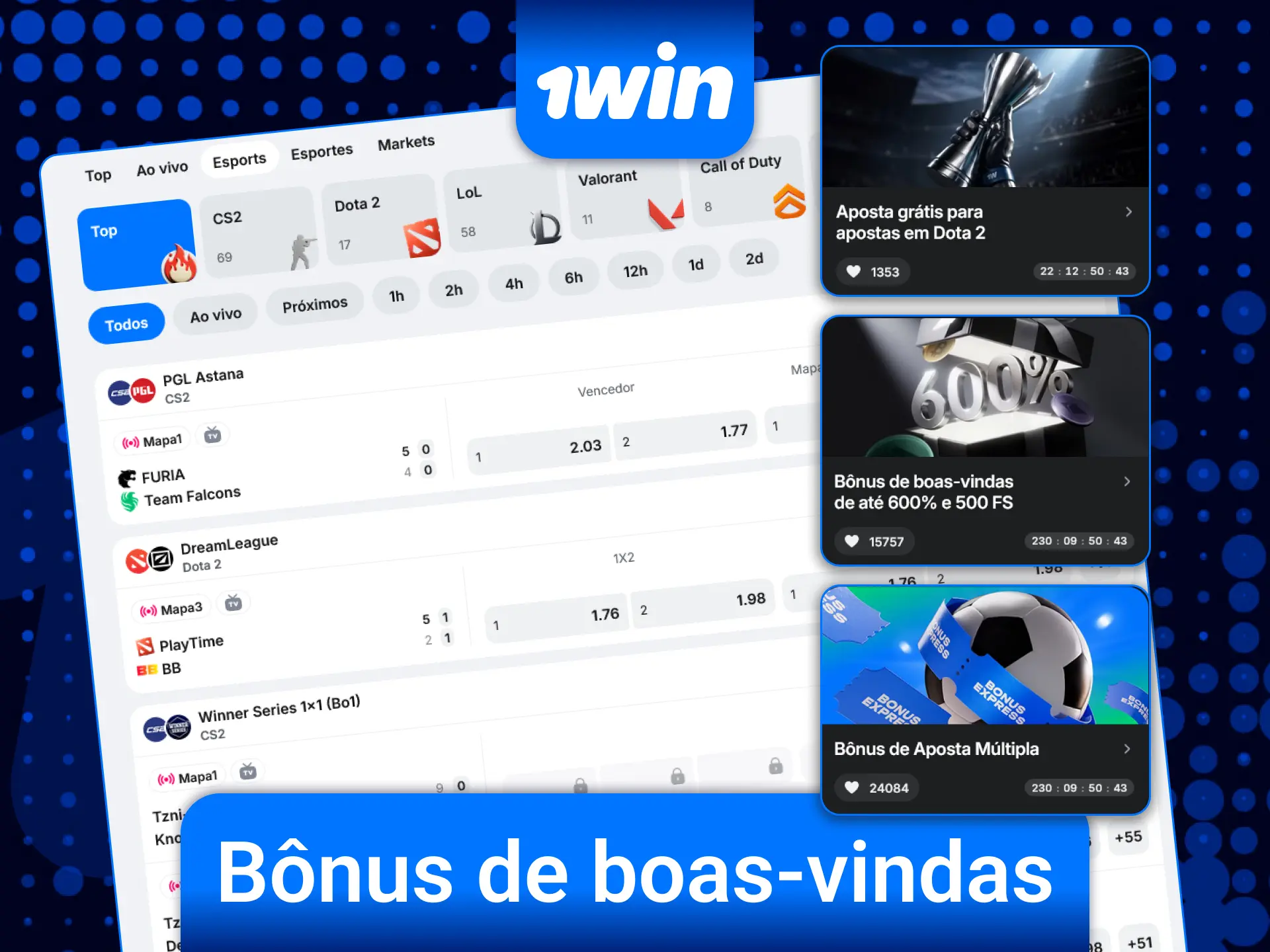 Reivindique seu bônus de boas-vindas especial na 1win e turbine suas apostas em e-sports.