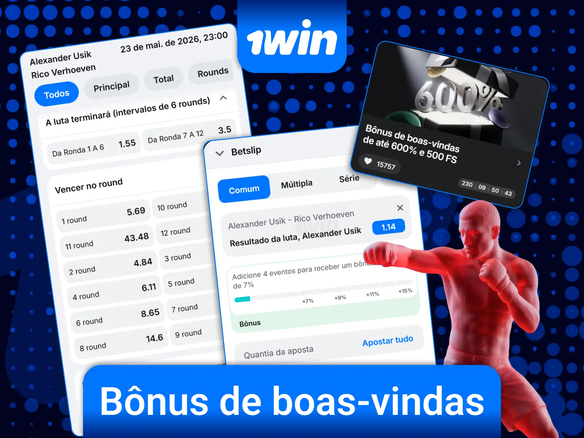 Ative seu bônus de boas-vindas na 1win para turbinar suas apostas em MMA.