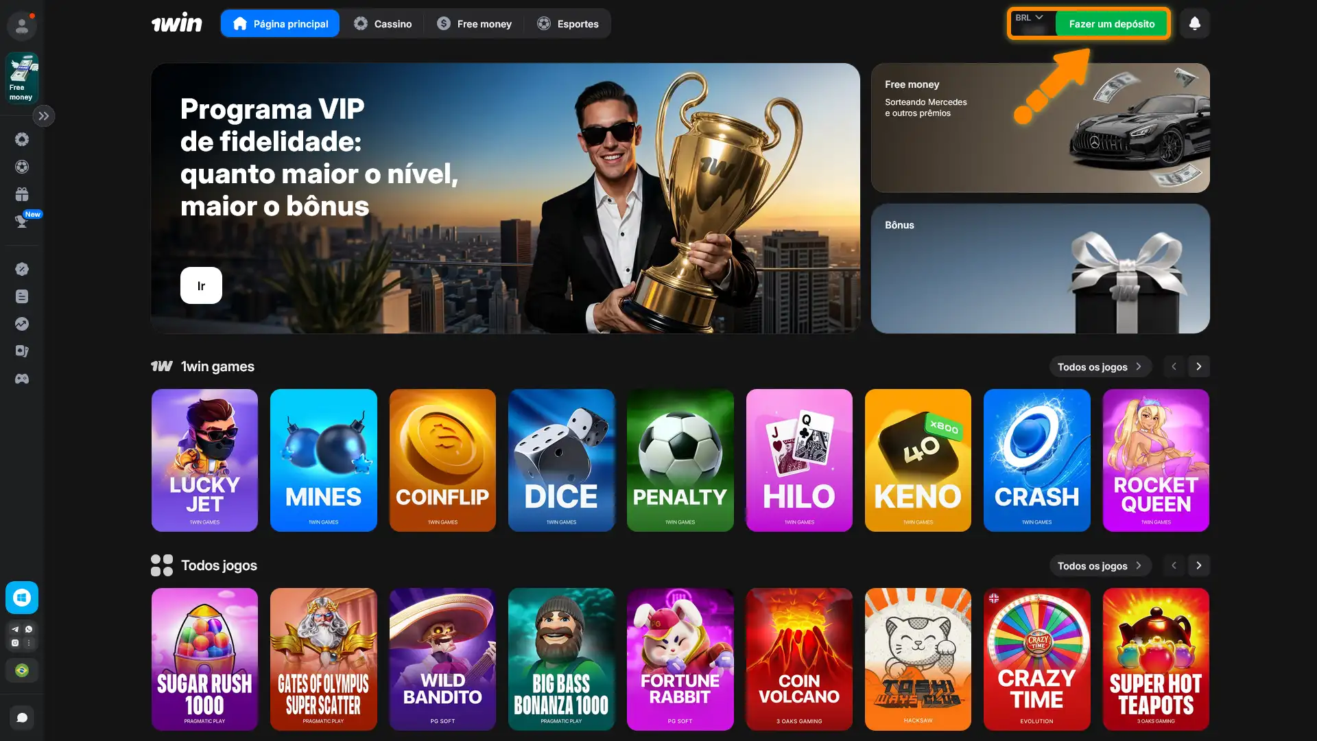 Realize seu primeiro depósito após o cadastro 1win e comece a apostar.