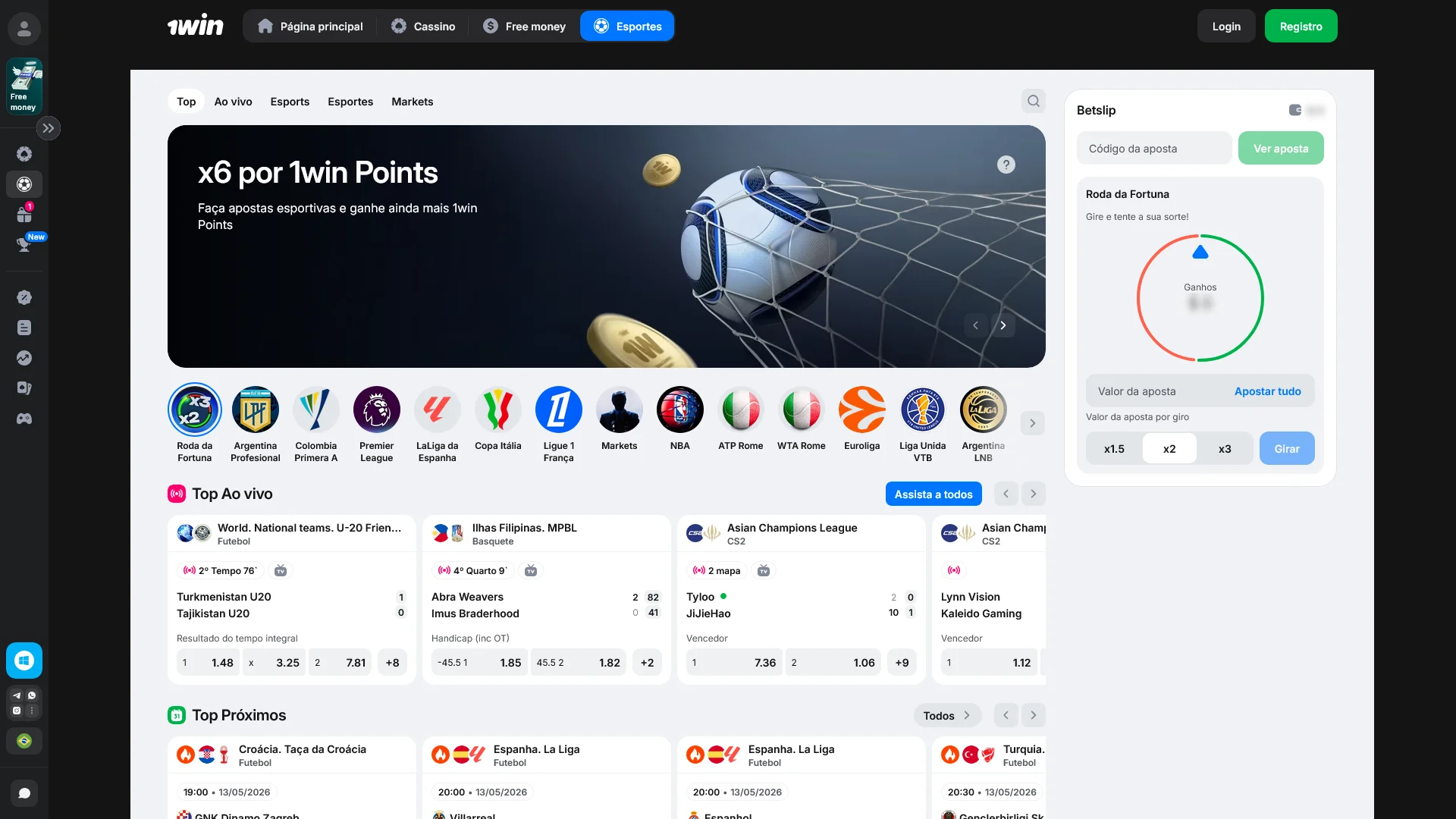 Escolha a sua modalidade favorita e faça apostas esportivas na 1win.