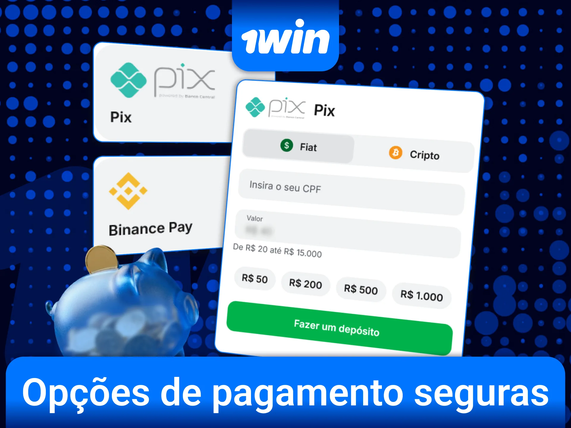 Escolha métodos de pagamento seguros e faça seus depósitos na plataforma oficial 1win Brasil.
