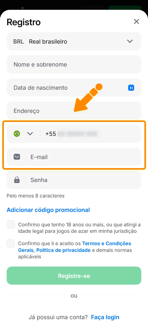 Escolha o método ideal para criar sua conta no aplicativo Cadastro 1win.