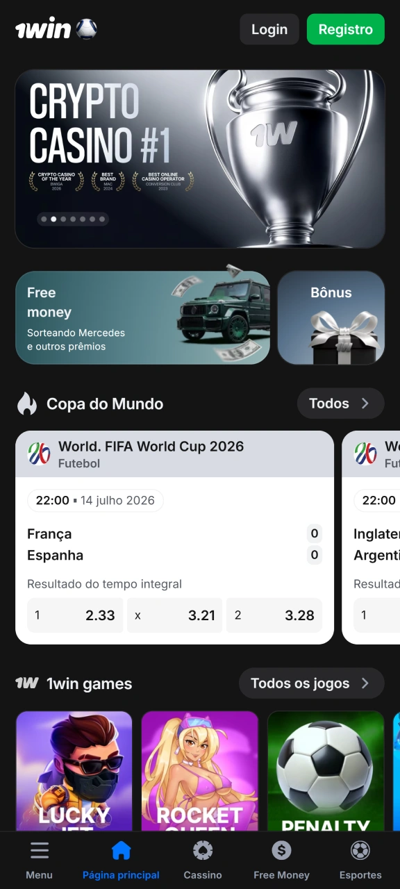 Abra a plataforma móvel da 1win em seu smartphone.