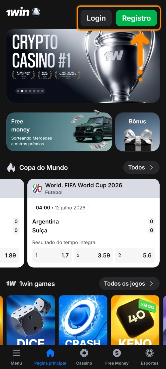 Abra o formulário de inscrição para iniciar sua jornada na 1win.