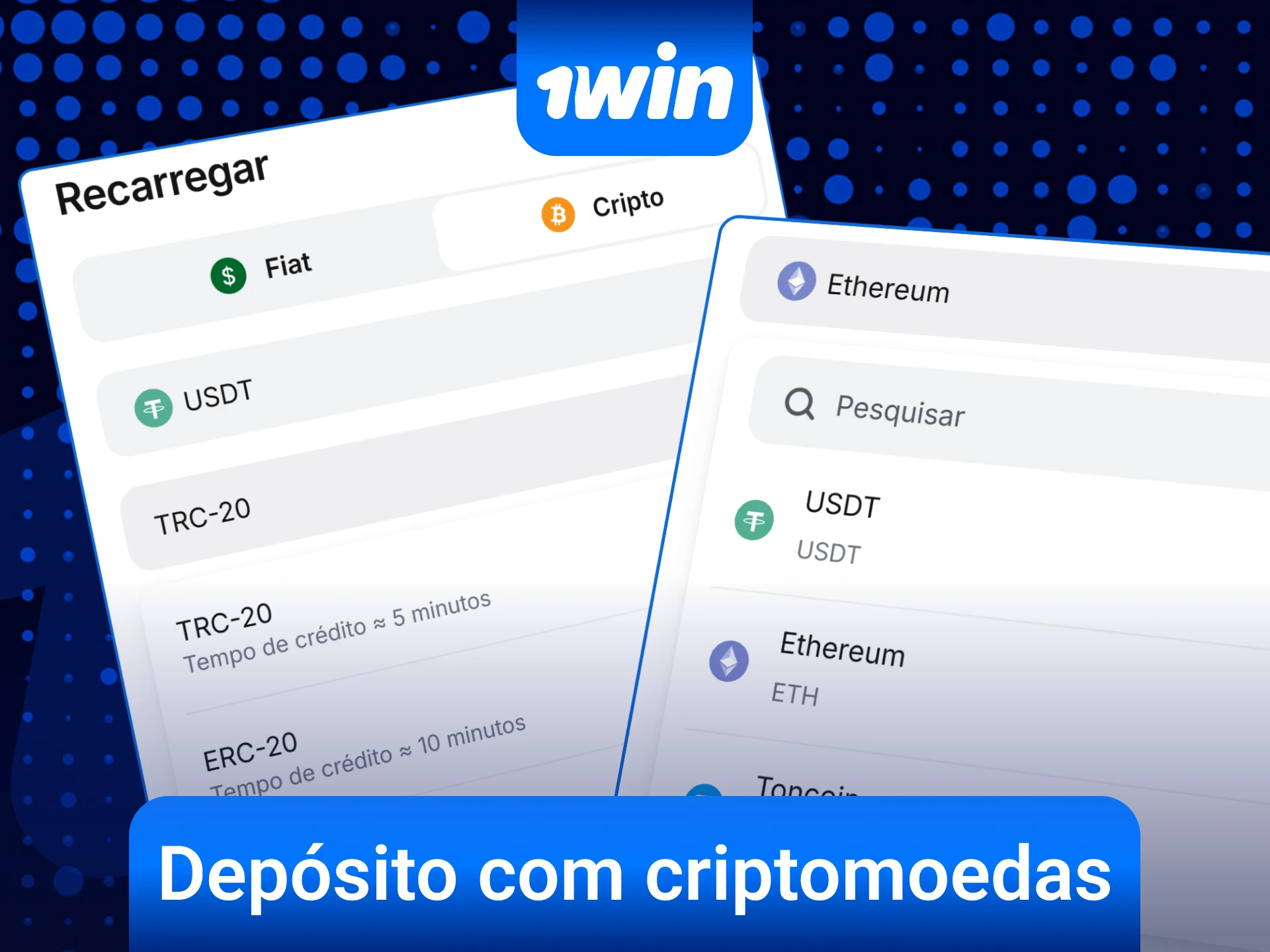 Adicione saldo usando ativos digitais para começar a jogar na 1win.