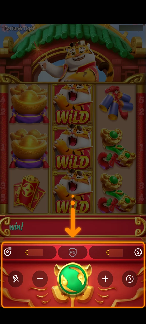 Ajuste o valor da sua aposta no Fortune Tiger na 1win.