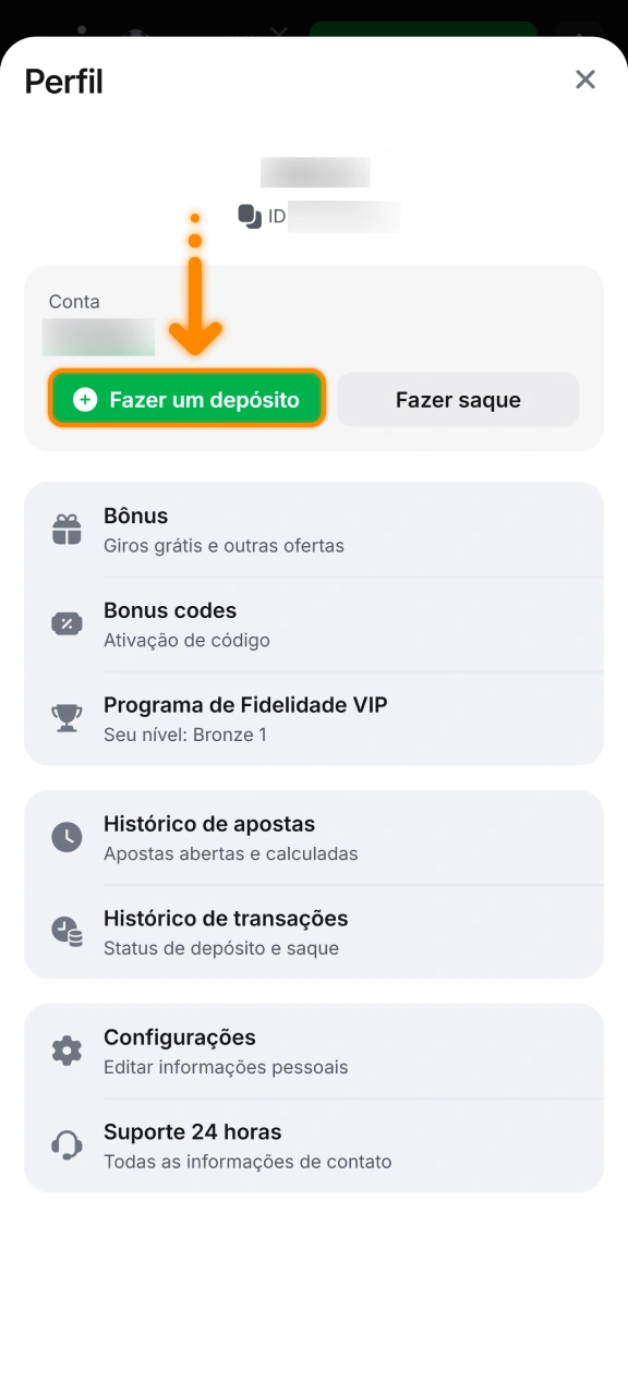 Adicione fundos via Pix ou cripto para apostar no JetX da 1win.