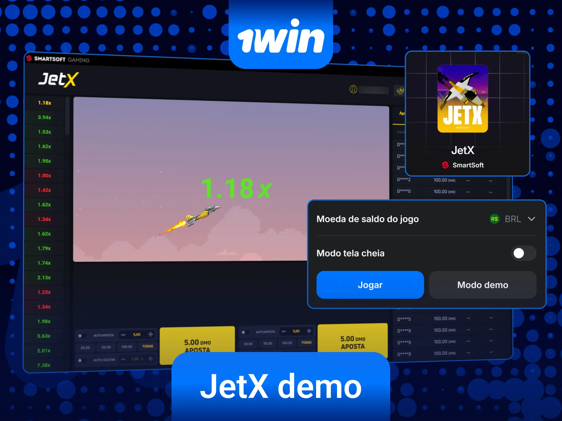 Jogue a versão de demonstração do JetX gratuitamente na 1win.