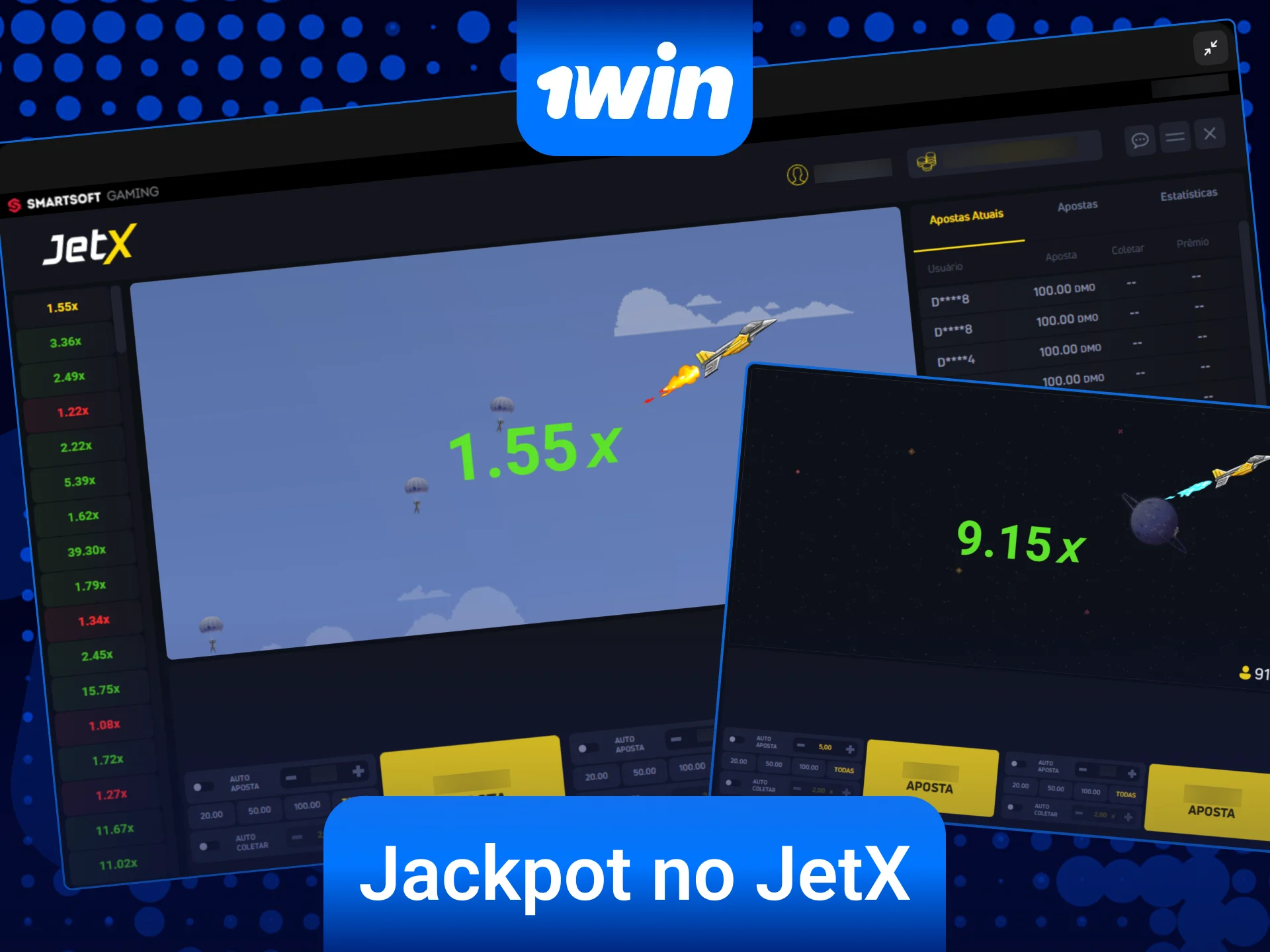 Dispute o grande jackpot do JetX para lucrar muito na 1win.